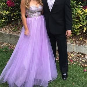 Lavender Strapless Prom Dress